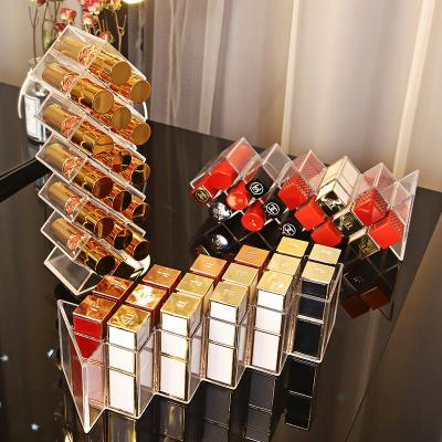 China High Quality Fish Type Lipstick Set Box Desktop Finishing Display Rack Multi Holder Acrylic Lipstick Box Shelf for sale