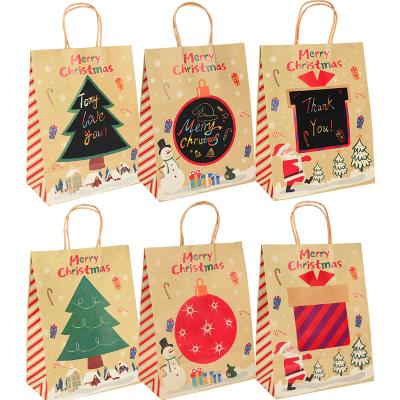 China DIY Materials Christmas Shopping Bag Wrapping Paper Handbag Christmas Bag Square Gift Recycled Scratch Paper Bottom Shopping Bag for sale