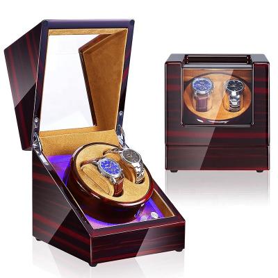 China 1 Inner Automatic Rotating Watch Winder Watch Case Luxury Wooden High Gloss Velvet Finish Watch Table Box 2 Winder for sale