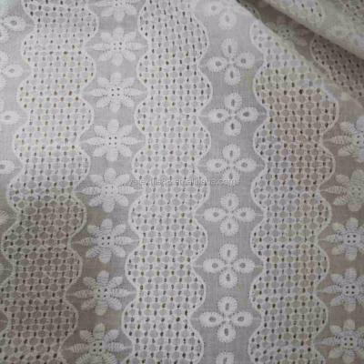 China 100% cotton lady dress fabric cotton voile eyelet embroidery lace 100% nice quality for lady and kids fabric for sale