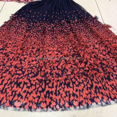 China Viable Drape Chiffon Fabric With 3d Flower Embroidered Fabric Tulle Lace Fabric For Wedding Bridal Prom Dress YS1025 for sale