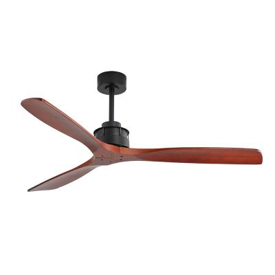 China OEM ODM 3 Blade Indoor Wood Ceiling Fan 52 Inch Solid Wood Matte Black for sale