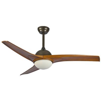 China OEM ODM 52 Inch Europe Style Coffee Color AC Motor Ceiling Fan Remote Control Light ABS Wooden Blade for sale