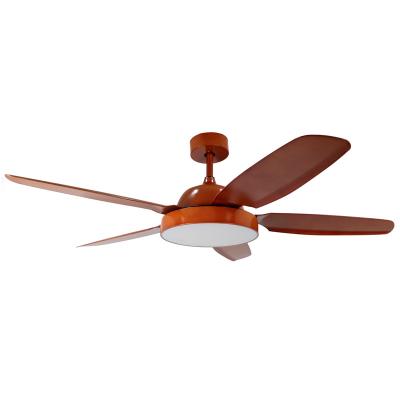 China OEM ODM 52 inch motor remote control pure copper modern shape brown LED ceiling fan with light for sale