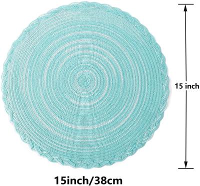 China Viable Round Place Mats For Dining Table Set Of 6, Polyester Cotton Woven Place Mats Slip Resistant Non Washable Heat Resistant for sale