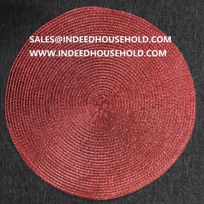 China Sustainable Ready To Ship Metallic Shinning Red PP PET Woven Area Rugs for sale