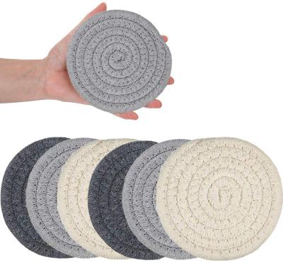 China Handmade Braided Casters 6 Pack of Viable Absorbent Beverage Coasters (4.3 inch, round, 8mm thick) Absorbent Heat Resistant Coas for sale