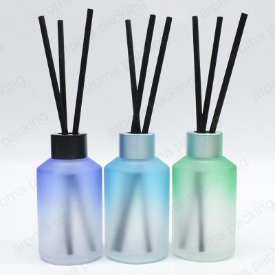 China Gift & Wholesale Craft Frosted Gradient Reed Diffuser Bottle With Lid 100ml Frosted Amber Glass Diffuser Bottle For Scent for sale