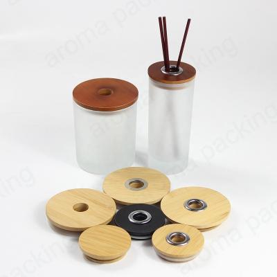 China Other Custom Natural Wood Essential Oil Reed Cap Diffuser Wooden Cover with Ring and Hole for Home Use for sale