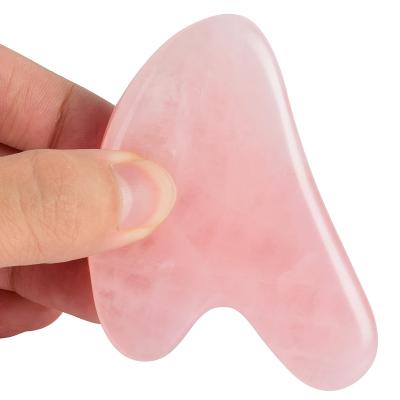 China Portable Heart Shaped Gua Sha Guasha Board Rose Quartz Pink Jade Stone Massage Tool Gua Sha Scraping Board for sale