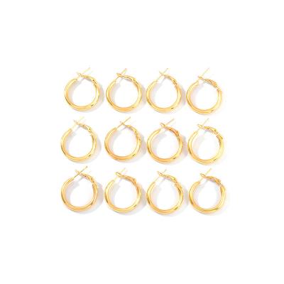 China TRENDY 18K Gold Plated Stainless Steel Tube Ear Jewelry Fashion Big Round Shape Circle Earring for sale