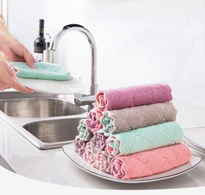 China Sustainable Water Dishcloth Absorbent Dishtowels Thickened Microfiber Kitchen Towels Kitchen Accessories Tools Towel Cleaning Cloth for sale