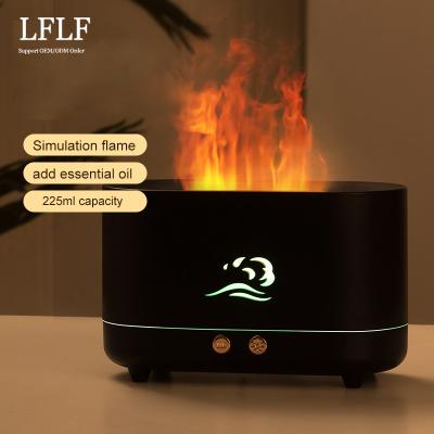 China New Trends 225ml OEM 2022 Car Simulation Flame Aroma Essential Oil Diffuser Night Light Warm Air Humidifier Cool Mist Maker Bedroom for sale