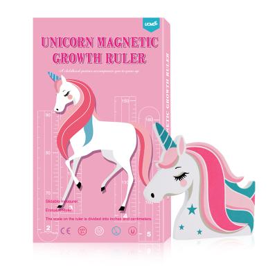 China Baby Magnetic Pink Unicorn Decoration UCMD Wall Height Ruler Self Adhesive Growth Chart Ruler For Kids for sale