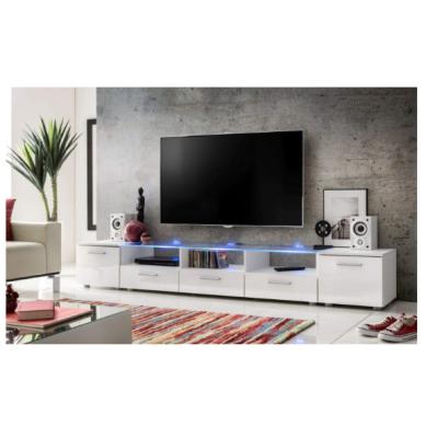 China Contemporary Long TV Cabinet with Glass Top, Carcass in White Matt / Front in Carbon Oak Matt + Multicolor LED with Exterior for sale