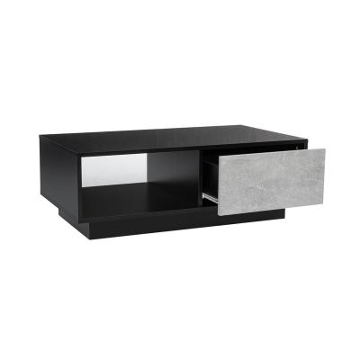 China Hidden Single Modern Black High Gloss Compartment Coffee Table With Sixteen-color LED Lights And Two Drawers for sale