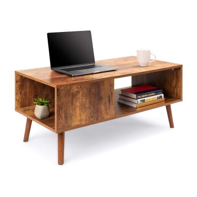 China Best Choice Retro Products Wooden Retro Mid Century Modern Coffee Table , Indoor Furniture Open Storage Shelf for sale