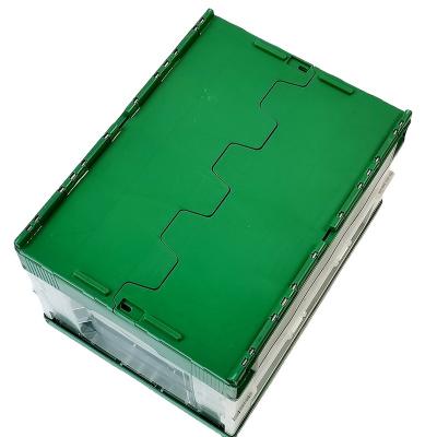 China Sustainable 20L Plastic Crates Folding Stackable Turnover Box With Lid Plastic Swap Box Collapsible Crate for sale