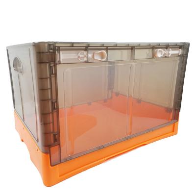 China Viable With Lid And Handle Plastic Collapsible Folding Crate Plastic Collapsing Crate for sale