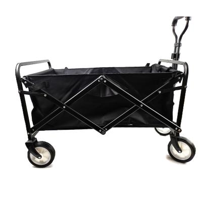 China 76*46*68/92cm Black Folding Trolley Black Outdoor Garden Beach Cart Universal Collapsible Beach Cart Folding Service Folding for sale