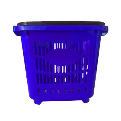 China Unfolding Bases Supermarket Baskets Supermarket Trolley Shopping Trolley Eco - Friendly With 2 Wheels for sale