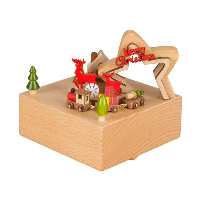 China Fashional wholesale diy melody christmas star wooden music box for kids for sale