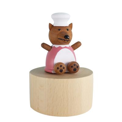 China Eco-friendly Funny Wooden Wolf Grandma Light Music Music Box For Family for sale