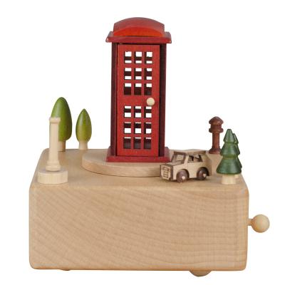 China Creative Red Custom Made Music Box Gifts Telephone Booth Music Box Porcelain Wedding Gift for sale