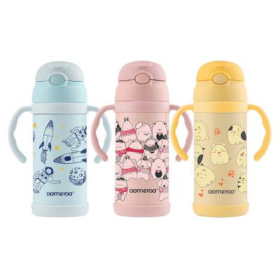 China Dameida 350ml PORTABLE Kids Food Grade Double Vacuum Flasks 304 Sippy Cup Wall Stainless Steel Cartoon Water Bottle For Kids for sale