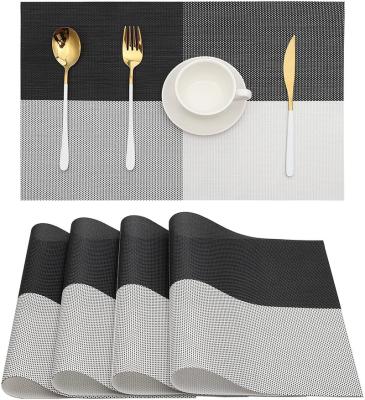 China Sustainable CR Place Mats Set of 6, Heat Resistant Washable Non Slip Vinyl Woven Place Mats Kitchen Table Mats for sale