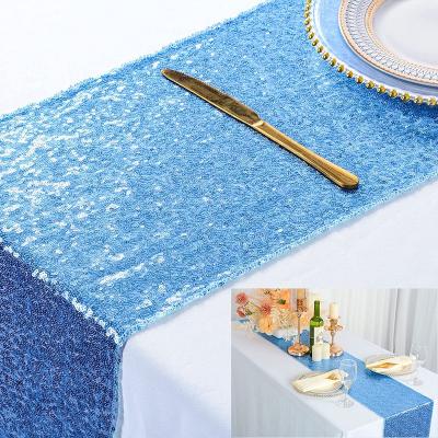 China 2022 Shiny CR Sequin Table Runners Home Party Supplies Fabric Decorations For Wedding Birthday for sale