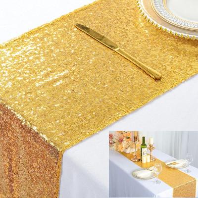 China 2022 Wholesale Beautiful Decoration CR Beauty Shiny Sequin Table Runner Pack of 1 Decor Elegant Wedding Birthday Banquet Party for sale