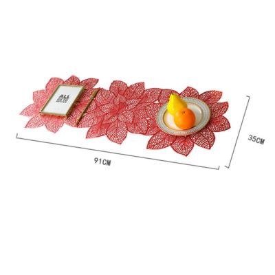 China European style 2022 desktop feature viable design feature flower shaped waterproof plastic PVC kitchen tableware red silver flag for sale