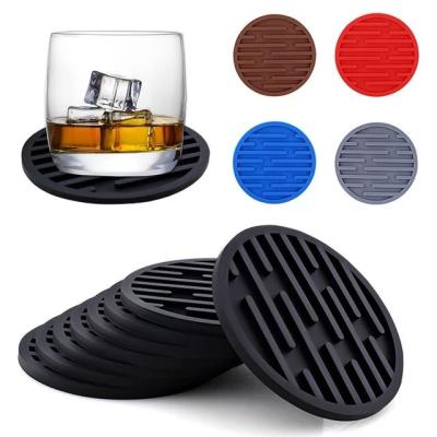 China Viable Colorful CR 10cm Silicone Coasters Around Tea Cup Mat Drink Coffee Mug Glass Holder Pad Decor Table Heat Resistant Mat for sale