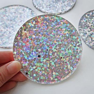 China 2022 Viable CR Acrylic Coaster Circles Colorful Glitter Acrylic Disc Around Circle Plastic Disc For Valentines for sale