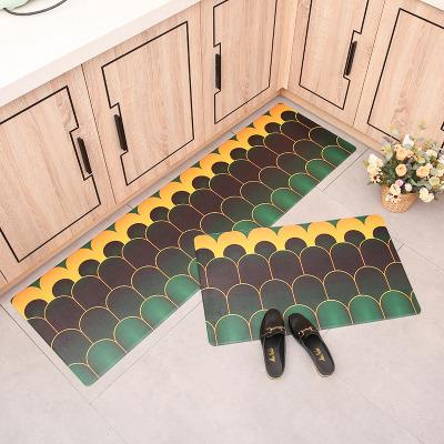 China Custom Printed 2022 Durable European Style 2 PCS PVC Design PVC Soft Waterproof Kitchen Mat CR Mat Kitchen Rug Floor Mat for sale