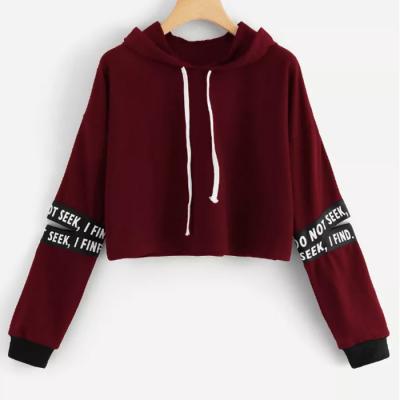 China Custom Made Eco-Friendly Pullover Girls Cotton Burgundy Short Sweatshirt Hoodies Anti Shrink Hoodies for sale