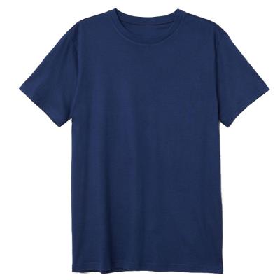 China Custom Made Simple Design Owner Brand Short Sleeve T-shirt Man Anti-pilling Shirt Navy Blue for sale