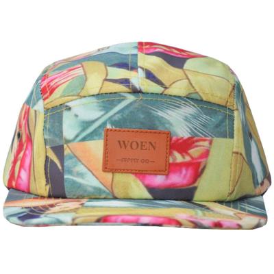 China JOINT Custom 5 Panel Hat Naked Lady Printing Leather Patch 5 Panel Hat for sale