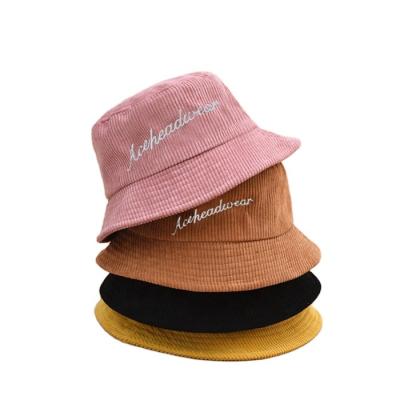 China Custom Character Corduroy Embroidered Logo Bucket Hat In Various Colors for sale