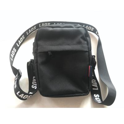 China Waterproof Black Customized Woven Strap Man Pussy Pack Shoulder Bag Sling Bag for sale