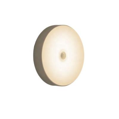 China Simple Warm Light Round LED Body Sensor Night Light Home Night Lights Motion Sensor Lamp for sale