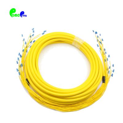 China LC-LC 24 Fibers Single Mode Pre-terminated Assembly Staggered 2.0mm Breakout Fiber Optic Patch Cable 24F LC UPC-LC UPC for sale