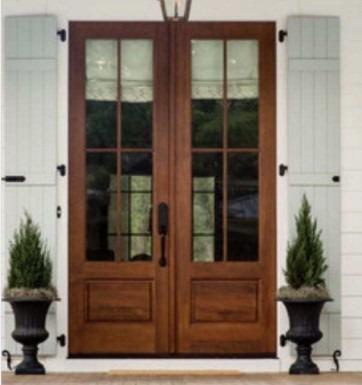 China Modern Solid Wood Exterior Double Doors for sale