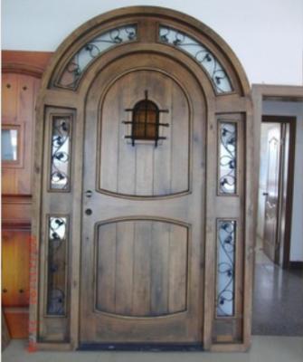 China Modern Front Arch Door Entry Round Lid Solid Wood Wooden Door With Sidelight for sale