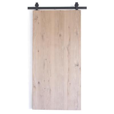 China Unfinished Hardwood Slab Waterproof Rustic Oak Veneer Sliding Barn Door Pocket Sliding Wooden Door for sale