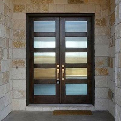 China Contemporary Hardwood Front Doors Solid Glass Mahogany External Wood Main Entry Door for sale