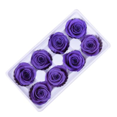 China High Quality Purple Real Rose Heads Eternal Preserved Lasting Everlasting Celebration 4-5cm for sale