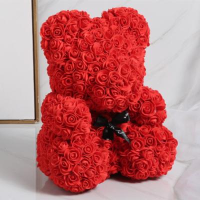 China Hot Sale Home Valentines Gift Decoration Weding Teddy Rose Bear Artificial Flower in Gift Box for sale