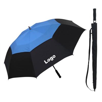 China Wholesale Large Size Traditional Large Size Wind Duct Wind Duct Double Canopy Traditional 66 Inch Golf Automatic Umbrella With Logo for sale